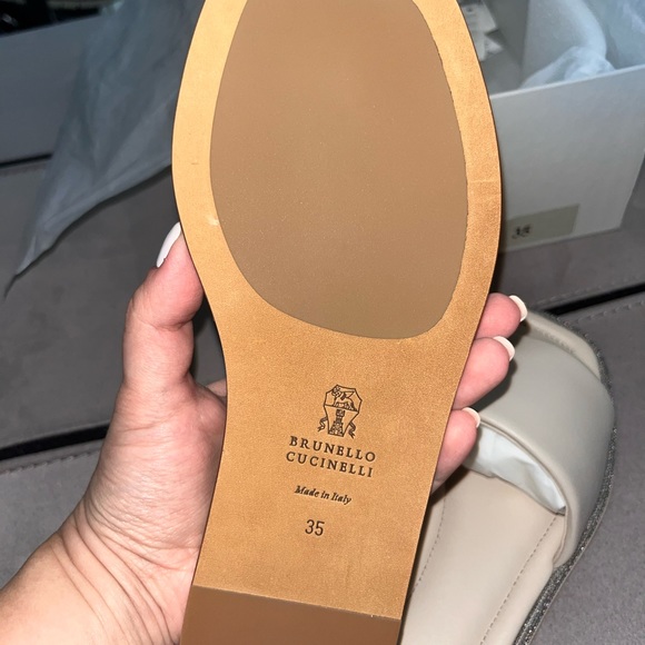 Bruno Cucinelli - soft Nappa leather slides with shiny welt - Picture 5 of 5